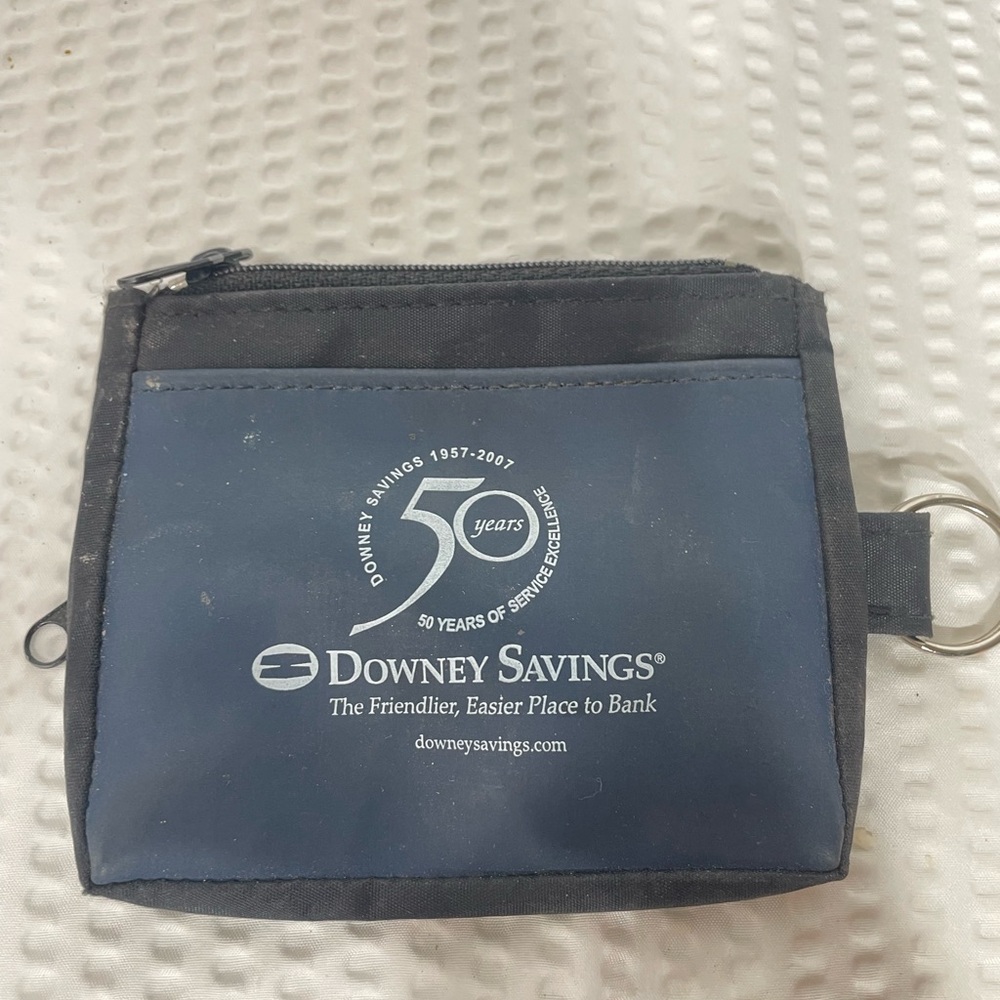 Downey Savings bank keychain coin pouch wallet advertising RARE